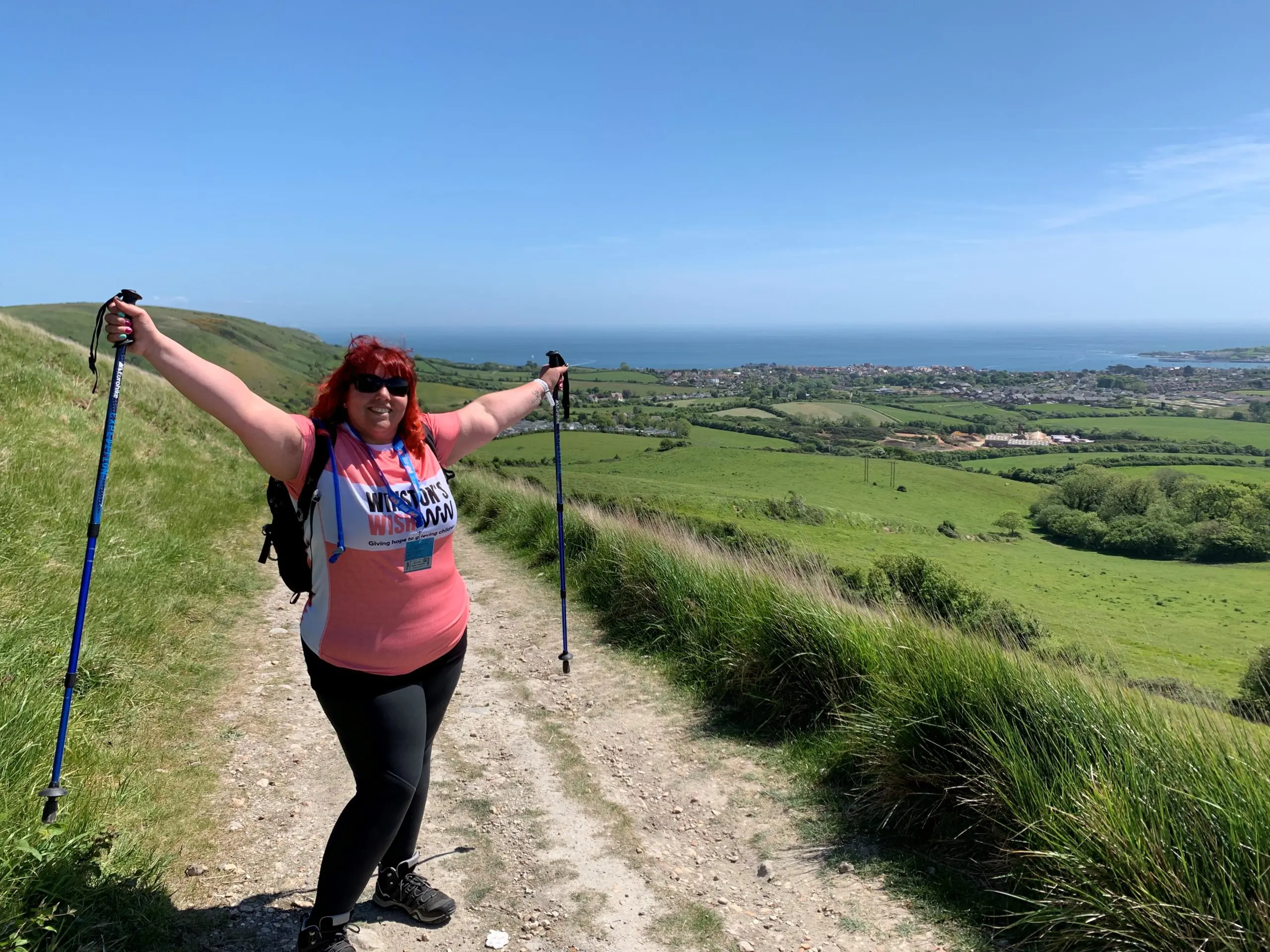 Winston's Wish supporter Sarah taking on countryside path midday through her trek