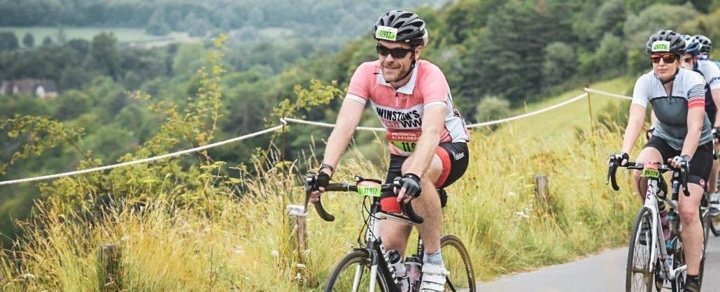 Man cycling on a countryside road